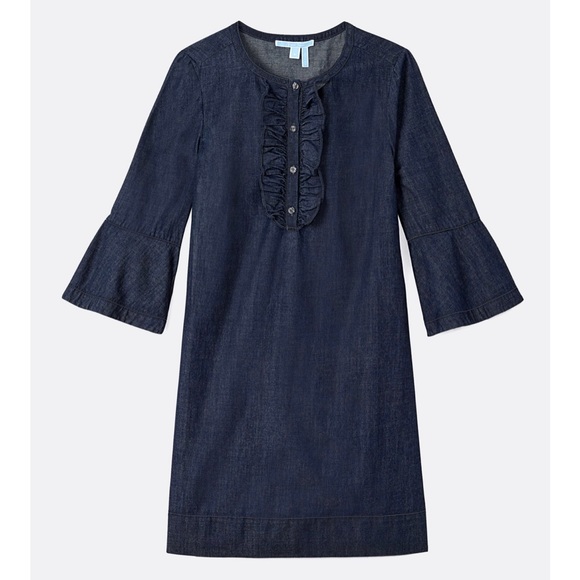 Draper James Chambray Ruffle Shift Dress - Picture 2 of 5